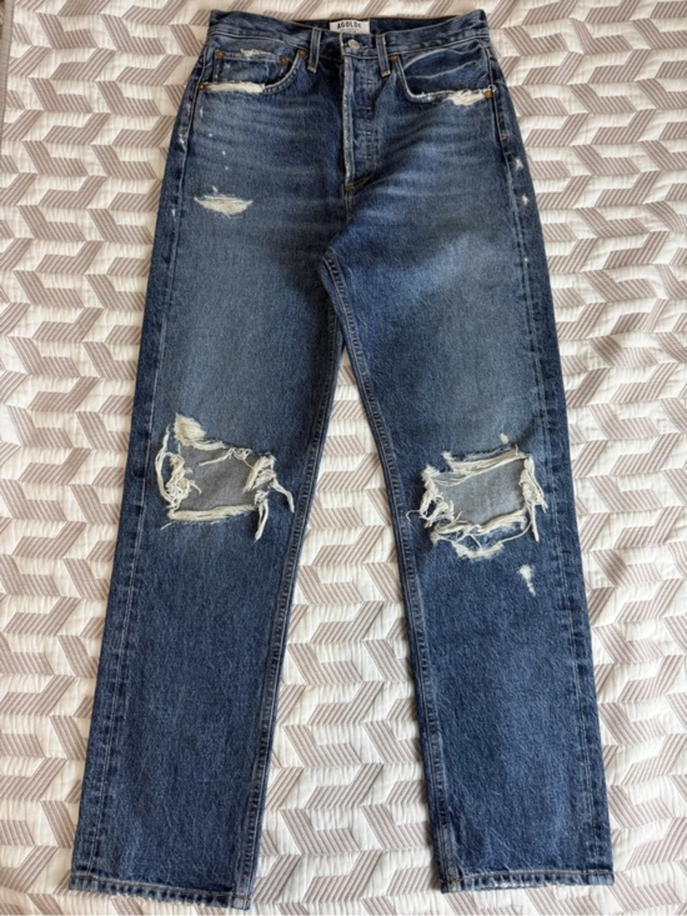 AGOLDE 90s Jean NWOT Distressed Ripped High Rise Straight Leg Denim Cotton 25